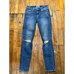 Paige Jeans Women Size 25 Blue Denim Distressed Flat Front Verdugo Ankle Outdoor